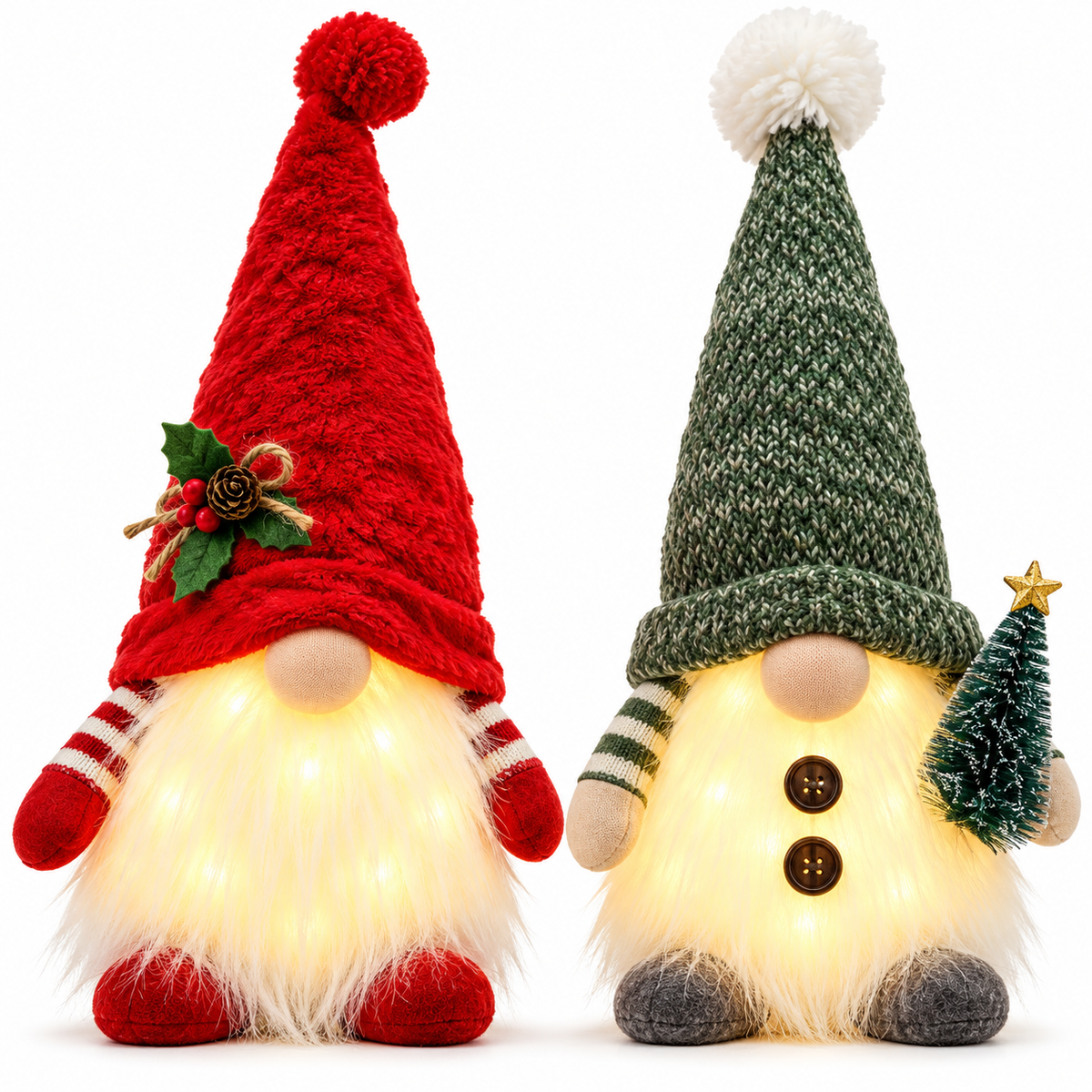 Set de 2 Pitici de Crăciun Luminoși