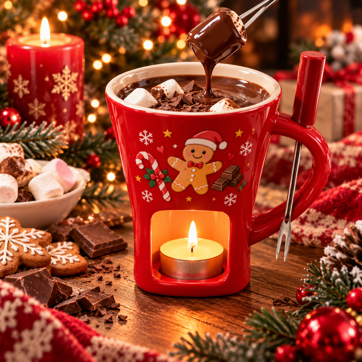 Cană Fondue pentru Ciocolată cu Suport pentru Lumânare