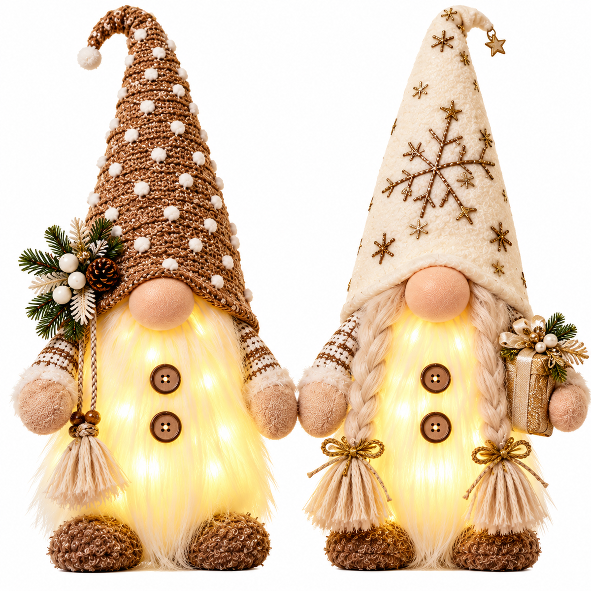 Set de 2 Pitici de Crăciun Luminoși