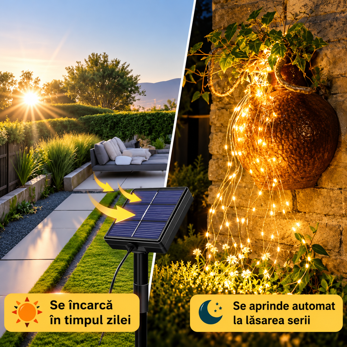 Instalație LED Solară de Crăciun 32 m – 8 Moduri de Iluminare, pentru Exterior ✨