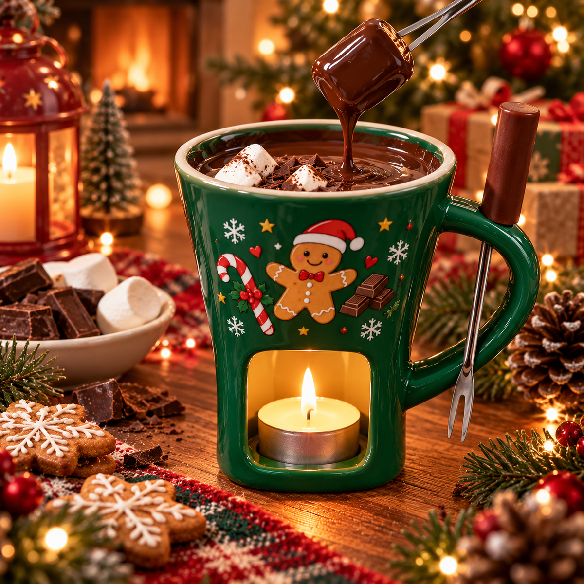 Cană Fondue pentru Ciocolată cu Suport pentru Lumânare